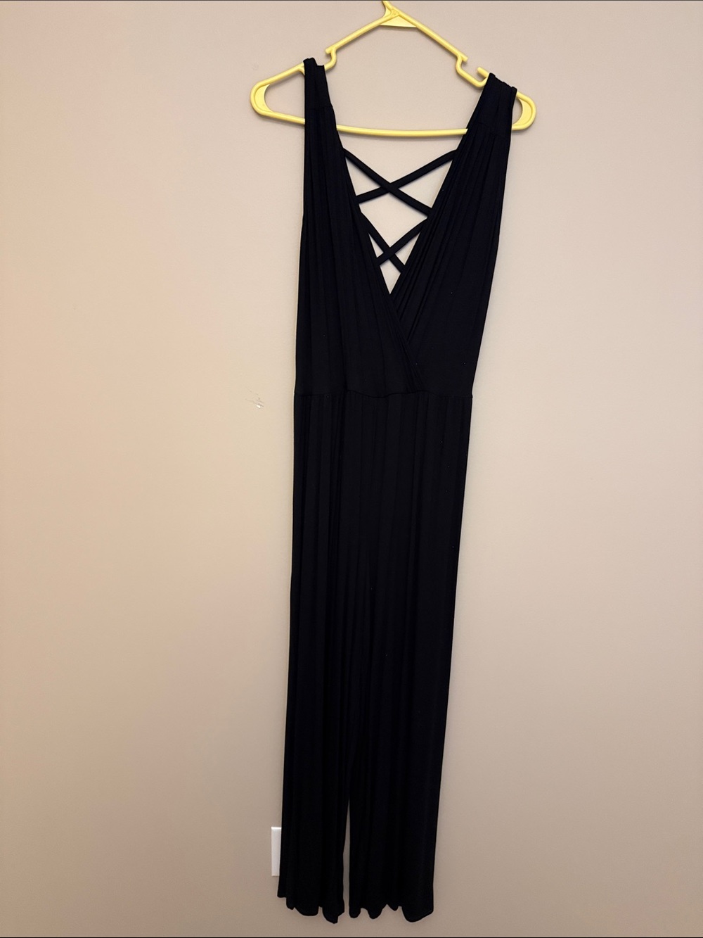 Black Crisscross V-Neck Jumpsuit